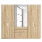 Armoire à portes battantes Skøp II Imitation chêne de Sonoma / Miroir en cristal - 270 x 236 cm - 6 portes - Confort