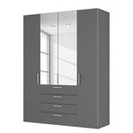 Armoire à portes battantes Skøp II Graphite / Miroir en cristal - 181 x 236 cm - 4 portes - Classic