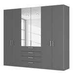 Armoire à portes battantes Skøp II Graphite / Miroir en cristal - 270 x 236 cm - 6 portes - Confort