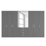 Drehtürenschrank SKØP II Graphit/Kristallspiegel - 360 x 222 cm - 8 Türen - Comfort