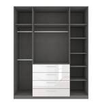 Drehtürenschrank SKØP II Hochglanz Weiß/ Kristallspiegel - 181 x 222 cm - 4 Türen - Classic