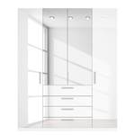 Armoire à portes battantes Skøp II Blanc brillant / Miroir en cristal - 181 x 222 cm - 4 portes - Basic