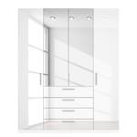 Armoire à portes battantes Skøp II Blanc brillant / Miroir en cristal - 181 x 222 cm - 4 portes - Premium