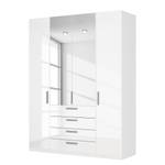 Armoire à portes battantes Skøp II Blanc brillant / Miroir en cristal - 181 x 236 cm - 4 portes - Confort