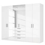 Armoire à portes battantes Skøp II Blanc brillant / Miroir en cristal - 270 x 222 cm - 6 portes - Premium