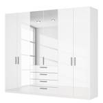 Armoire à portes battantes Skøp II Blanc brillant / Miroir en cristal - 270 x 236 cm - 6 portes - Confort