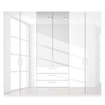 Armoire à portes battantes Skøp II Blanc brillant / Miroir en cristal - 270 x 236 cm - 6 portes - Basic