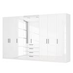 Drehtürenschrank SKØP II Hochglanz Weiß/ Kristallspiegel - 360 x 222 cm - 8 Türen - Premium