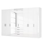 Armoire à portes battantes Skøp II Blanc brillant / Miroir en cristal - 360 x 236 cm - 8 portes - Premium
