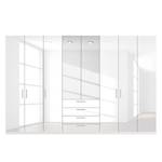 Armoire à portes battantes Skøp II Blanc brillant / Miroir en cristal - 360 x 236 cm - 8 portes - Confort