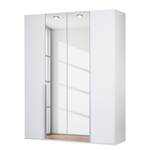 Armoire à portes battantes Skøp II Verre blanc mat / Miroir en cristal - 181 x 236 cm - 4 portes - Classic