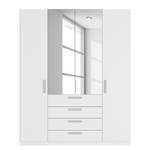 Armoire à portes battantes Skøp III Blanc alpin / Miroir en cristal - 181 x 222 cm - 4 portes - Premium