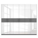Drehtürenschrank SKØP III Hochglanz Weiß/ Strukturholz Graphit - 270 x 236 cm - 6 Türen - Comfort
