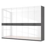 Drehtürenschrank SKØP III Hochglanz Weiß/ Strukturholz Graphit - 315 x 222 cm - 7 Türen - Classic