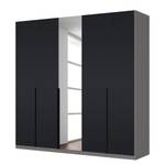 Drehtürenschrank SKØP Mattglas Schwarz/ Kristallspiegel - 225 x 222 cm - 5 Türen - Comfort