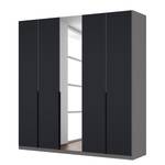 Armoire à portes battantes Skøp Verre noir mat / Miroir en cristal - 225 x 236 cm - 5 portes - Confort