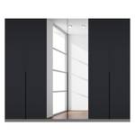 Drehtürenschrank SKØP Mattglas Schwarz/ Kristallspiegel - 270 x 222 cm - 6 Türen - Basic