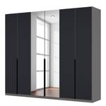 Drehtürenschrank SKØP Mattglas Schwarz/ Kristallspiegel - 270 x 236 cm - 6 Türen - Basic