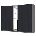 Drehtürenschrank SKØP Mattglas Schwarz/ Kristallspiegel - 315 x 236 cm - 7 Türen - Comfort