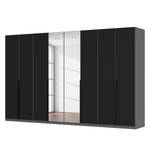 Drehtürenschrank SKØP Mattglas Schwarz/ Kristallspiegel - 360 x 222 cm - 8 Türen - Comfort