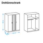 Drehtürenschrank Soala (mit Spiegel) Perlglanz Black/Alpinweiß - Breite: 135 cm - 3 Türen - Ohne