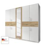 Armoire à portes battantes Taiga Blanc alpin / Imitation chêne parqueté - 225 cm (9 porte) - Blanc alpin / Imitation chêne parqueté - Largeur : 225 cm