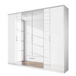Draaideurkast Telde Alpinewit/wit glas - Breedte: 226 cm - 6 deuren - 2 spiegeldeuren