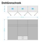 Drehtürenschrank Telde Eiche Sanremo Hell Dekor / Glas Weiß - Breite: 271 cm - 6 Türen - 2 Spiegeltüren