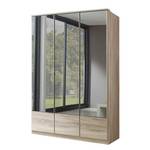 Draaideurkast Vanity grof gezaagde eikenhouten look - kastbreedte: 135cm - 3 spiegels