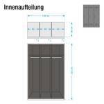 Draaideurkast Workbase industrial print look/grafietkleurig - Breedte: 136 cm - 3 deuren - Scharnieren rechts