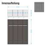 Draaideurkast Workbase industrial print look/grafietkleurig - Breedte: 181 cm - 4 deuren - Scharnieren links