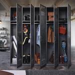 Drehtürenschrank Workbase Industrial Print Optik/Graphit - Breite: 225 cm - 5 Türen - Türanschlag rechts