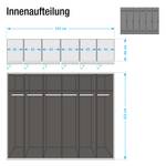 Draaideurkast Workbase industrial print look/grafietkleurig - Breedte: 270 cm - 6 deuren - Scharnieren links