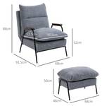 Relaxsessel mit Hocker 839-505V00LG Hellgrau