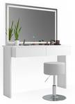 Coiffeuse Azur avec tabouret, miroir LED Blanc - Bois manufacturé - 120 x 83 x 40 cm