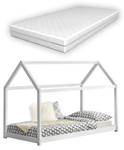 Lit Cabane Netstal avec Matelas Blanc - 160 x 132 x 80 cm