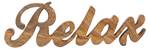 Schriftzug Relax Holzfigur Deko Holz Braun - Massivholz - 28 x 9 x 3 cm