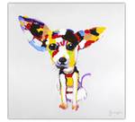 Acrylbild handgemalt Der Hundeblick Massivholz - Textil - 80 x 80 x 4 cm