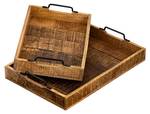 Holztablett 2er Serviertablett Braun - Massivholz - 46 x 8 x 31 cm