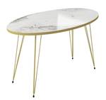 Couchtisch Marmor Optik Oval Weiß Weiß - Holzwerkstoff - 90 x 43 x 50 cm