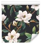 Papier Peint FLEURS Magnolia Nature Beige - Marron - Vert - Blanc - Papier - Textile - 53 x 1000 x 1000 cm