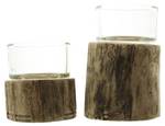 Windlicht  FF-101474 Braun - Holz teilmassiv - 9 x 14 x 9 cm