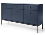 Kommode MONO 153x39x83 Schwarz - Blau - Holzwerkstoff - Metall - Kunststoff - 153 x 83 x 39 cm