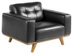Gepolsterter Sessel Rindsleder Schwarz - Braun - Echtleder - Textil - 112 x 78 x 95 cm