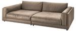 Big Sofa RAINA Taupe - Breite: 254 cm - Echtleder - Textil