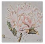 Tableau peint à la main Pink Tenderness Rose foncé - Blanc - Bois massif - Textile - 60 x 60 x 4 cm