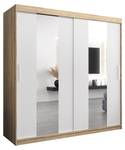 Armoire à portes coulissantes Pole Imitation chêne de Sonoma - Blanc - Largeur : 200 cm - 2 porte