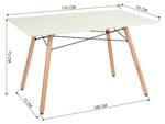 TABLE A MANGER ET 4 CHAISES Blanc - Bois manufacturé - En partie en bois massif - 70 x 72 x 110 cm