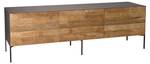 Meuble TV portes tiroir en teck Marron - En partie en bois massif - 45 x 55 x 166 cm