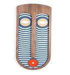 Masque mural Modern African Mask #4 Bleu - Blanc - Bois manufacturé - Verre - Matière plastique - En partie en bois massif - 26 x 40 x 1 cm